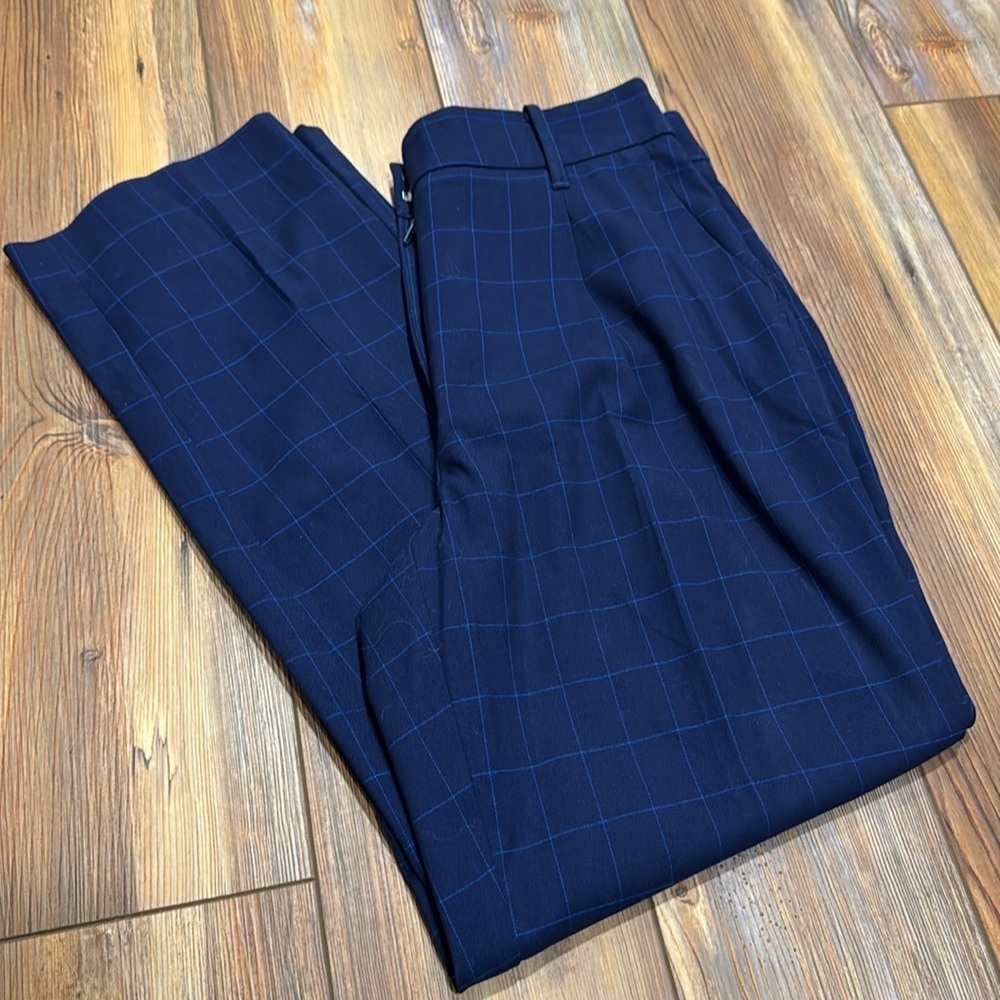 Nine West straight leg pleated plaid trousers 6 - Picture 4 of 8